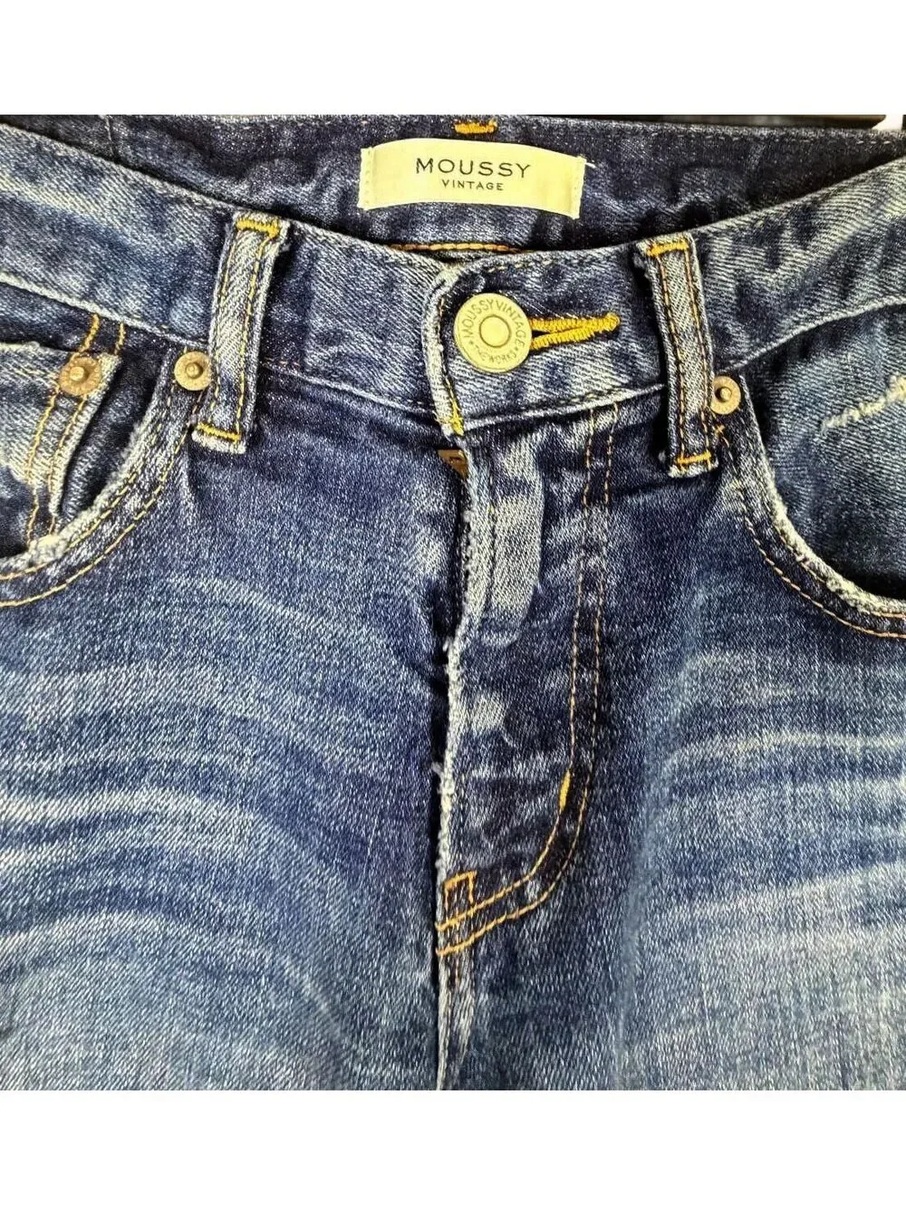MOUSSY Vintage Glendale Skinny Jeans Distressed Raw Hem Denim Size 26